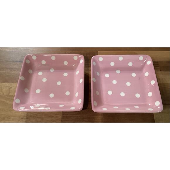 Lot of 2 Pampered Chef “Help Whip Cancer” Cute Pink White Polka Dot 7.25" Plates - Picture 2 of 8